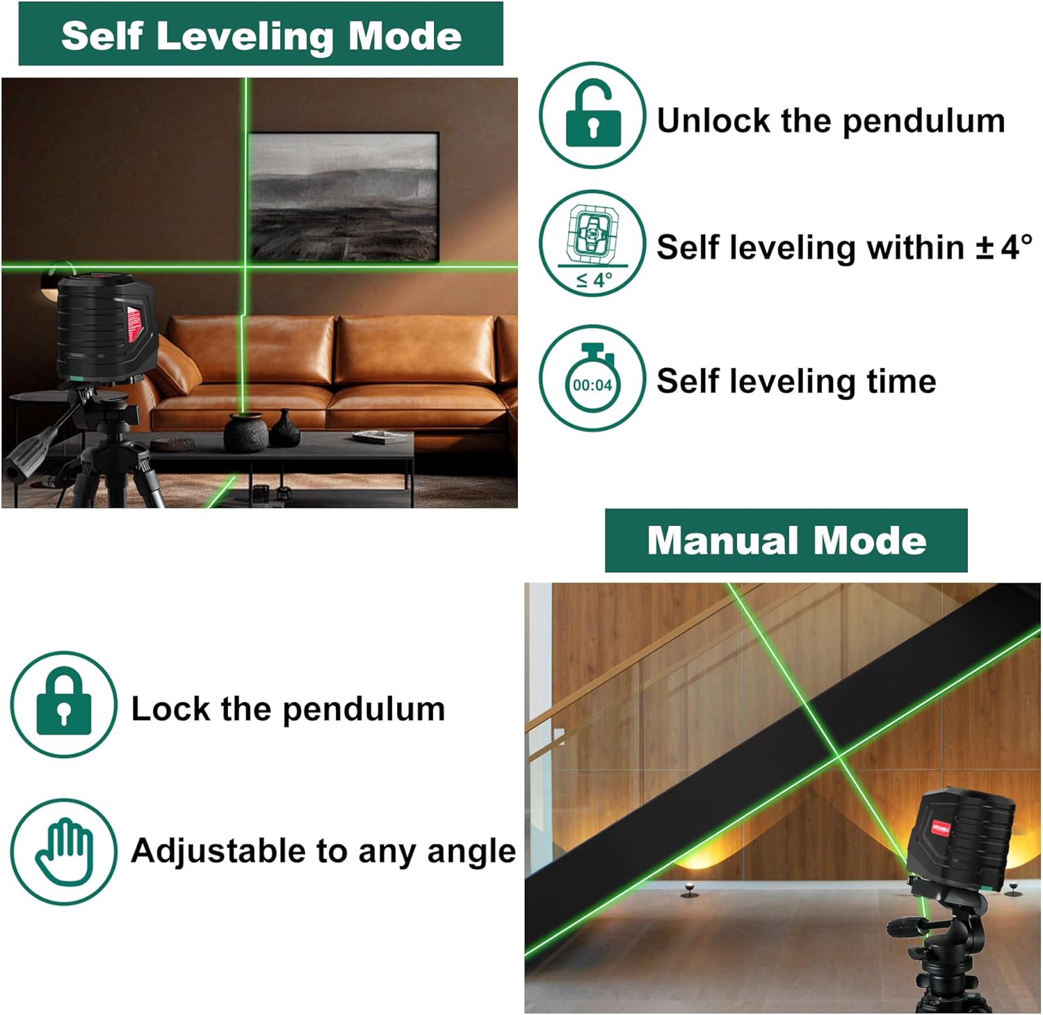 HYCHIKA Measuring Livello Laser Verde 15m Croce