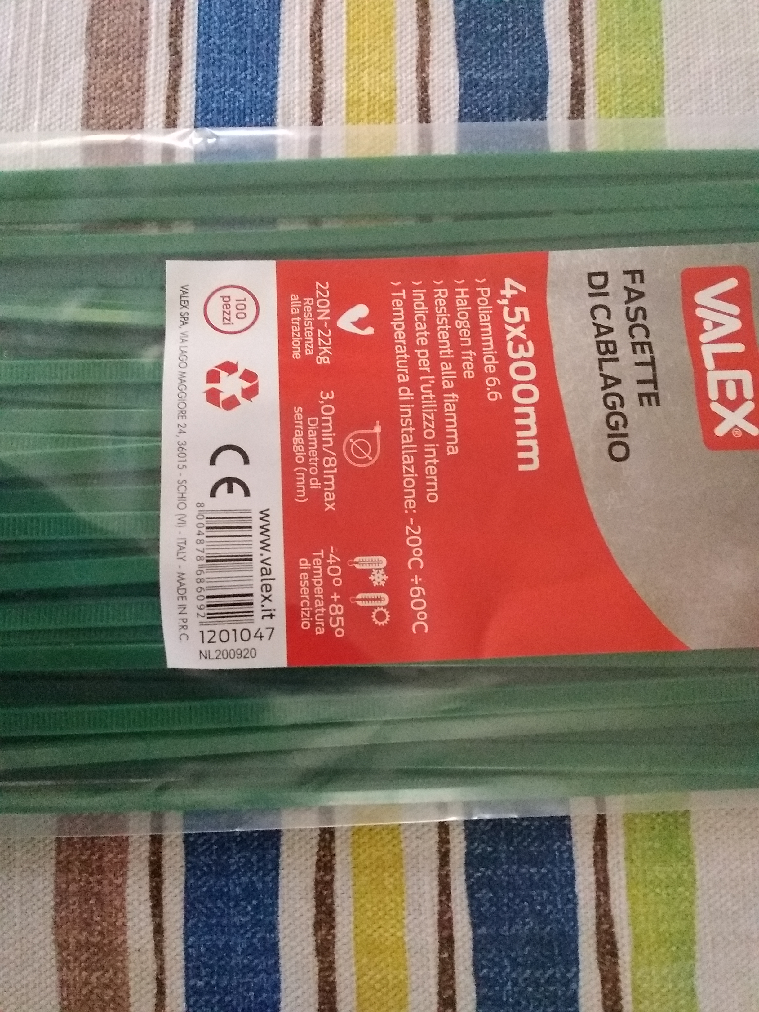 Valex Fascette verdi 200x3,6 mm 100 pezzi poliammide