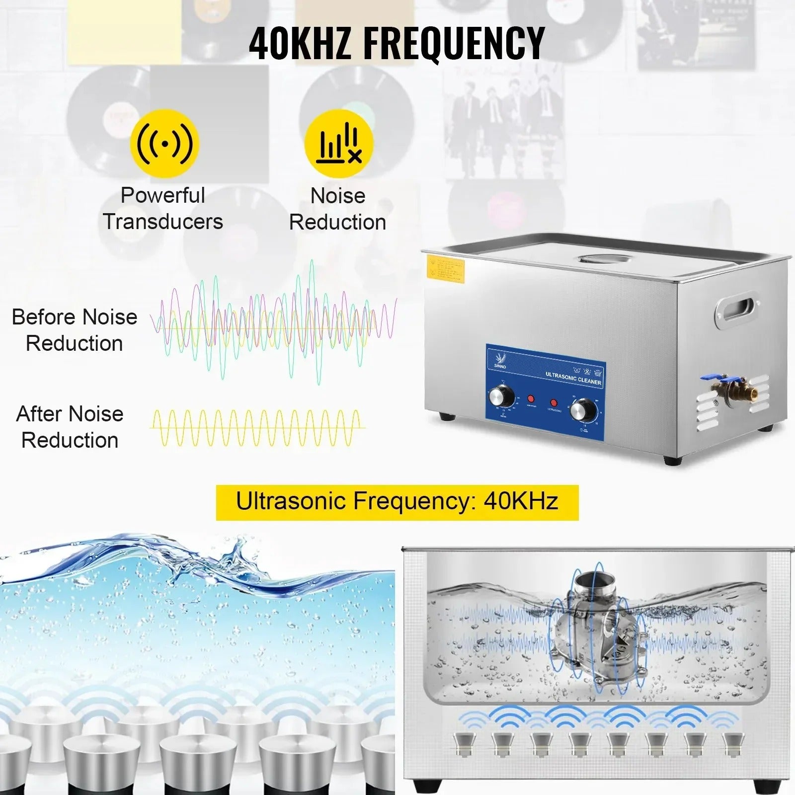 Sihao Ultrasonic Cleaners 2L Blue pulitore ultrasuoni 40kHz manopola