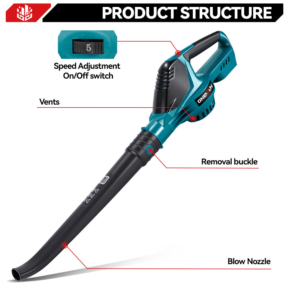 ONEVAN Garden Tools Soffiatore 500W 5 Velocità con 2 Batterie