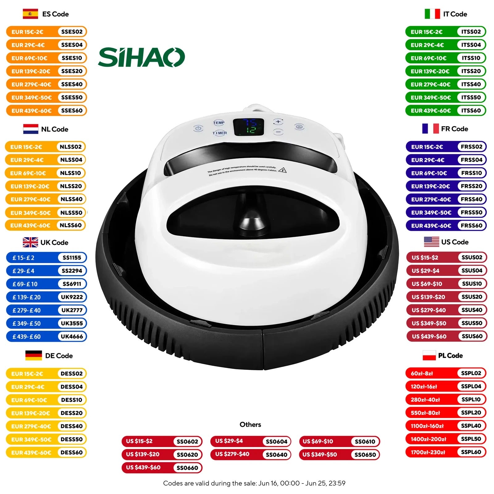 Sihao Termopressa 5in1 30x23cm Tazze Cappelli Piatti Maglie