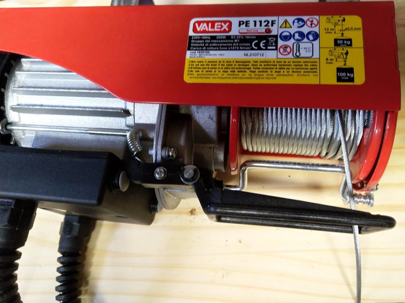 Valex PE112F paranco elettrico 100kg 12m 200W freno automatico