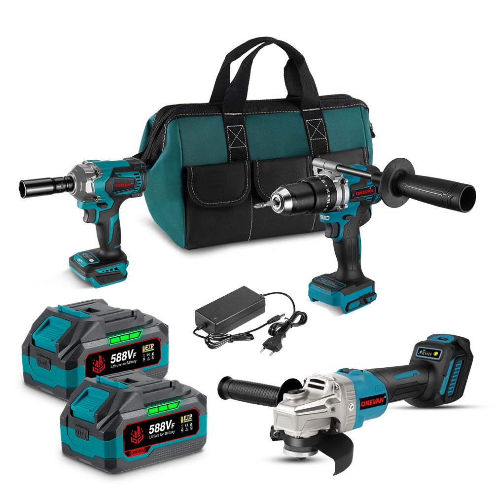ONEVAN Cordless Tool Set Kit 3pz 18V 3,0Ah Brushless 1200N·m