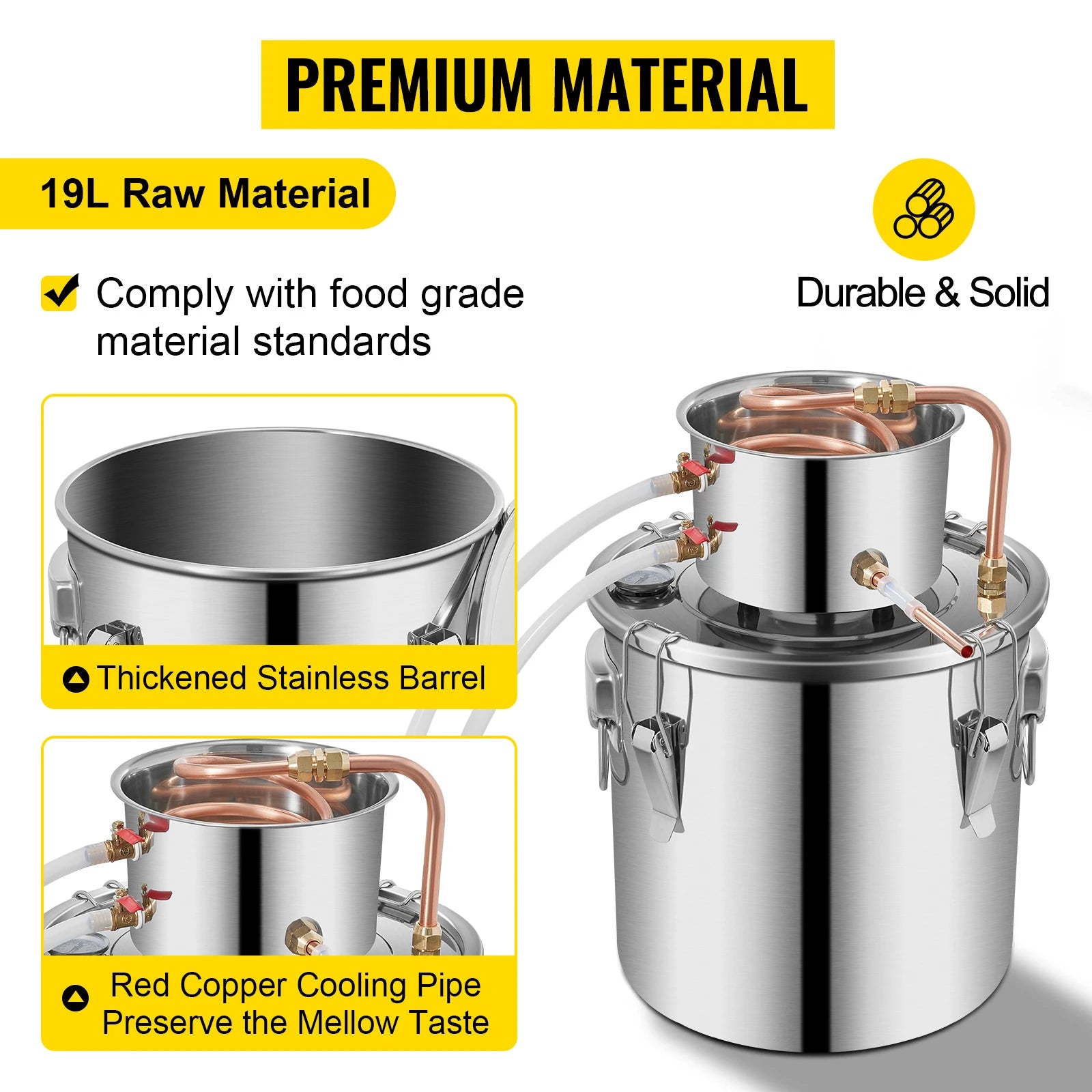 Sihao Home Appliance Distillatore 5 Gal inox rame 21L con pompa