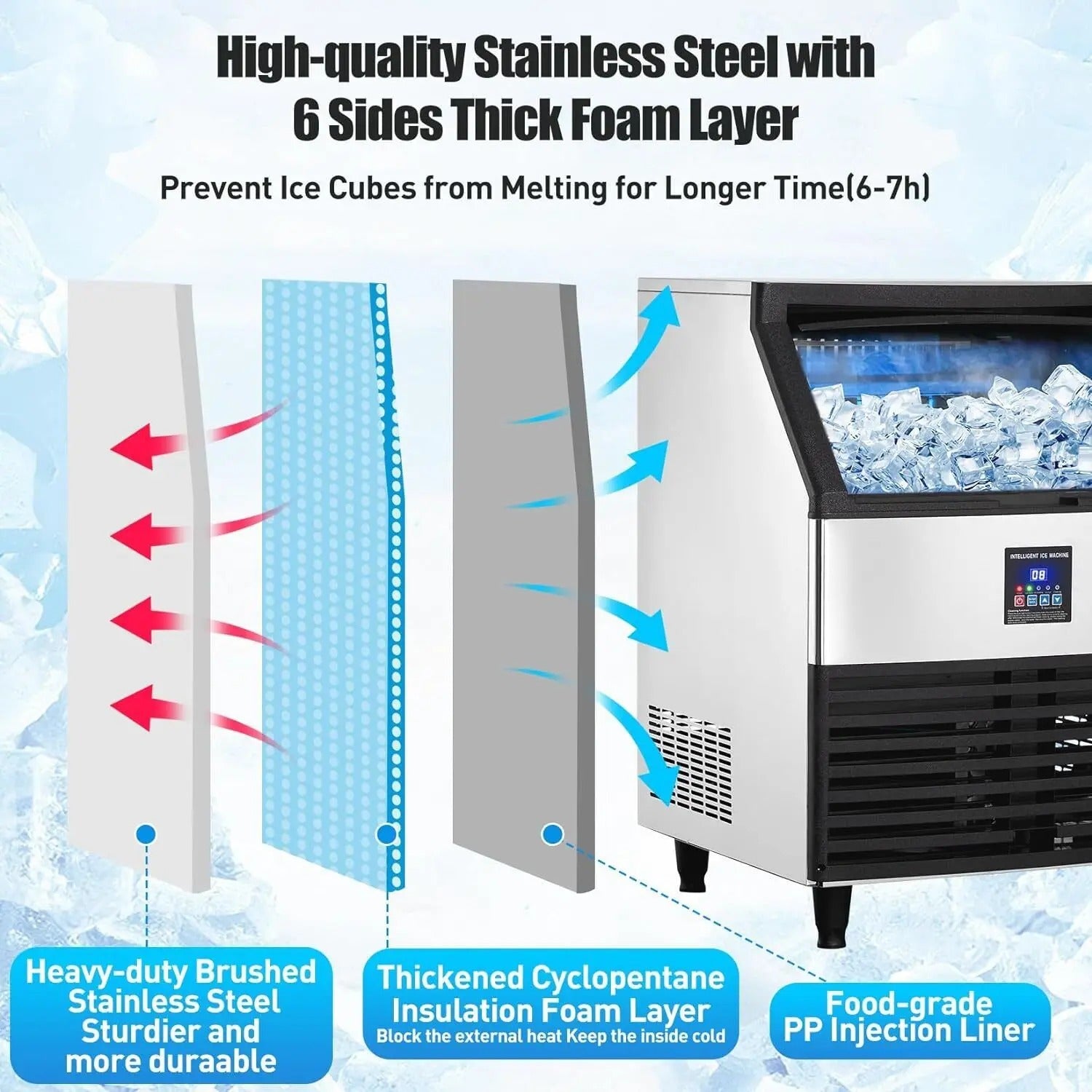 Sihao Ice Cream Maker macchina ghiaccio 120kg/24h