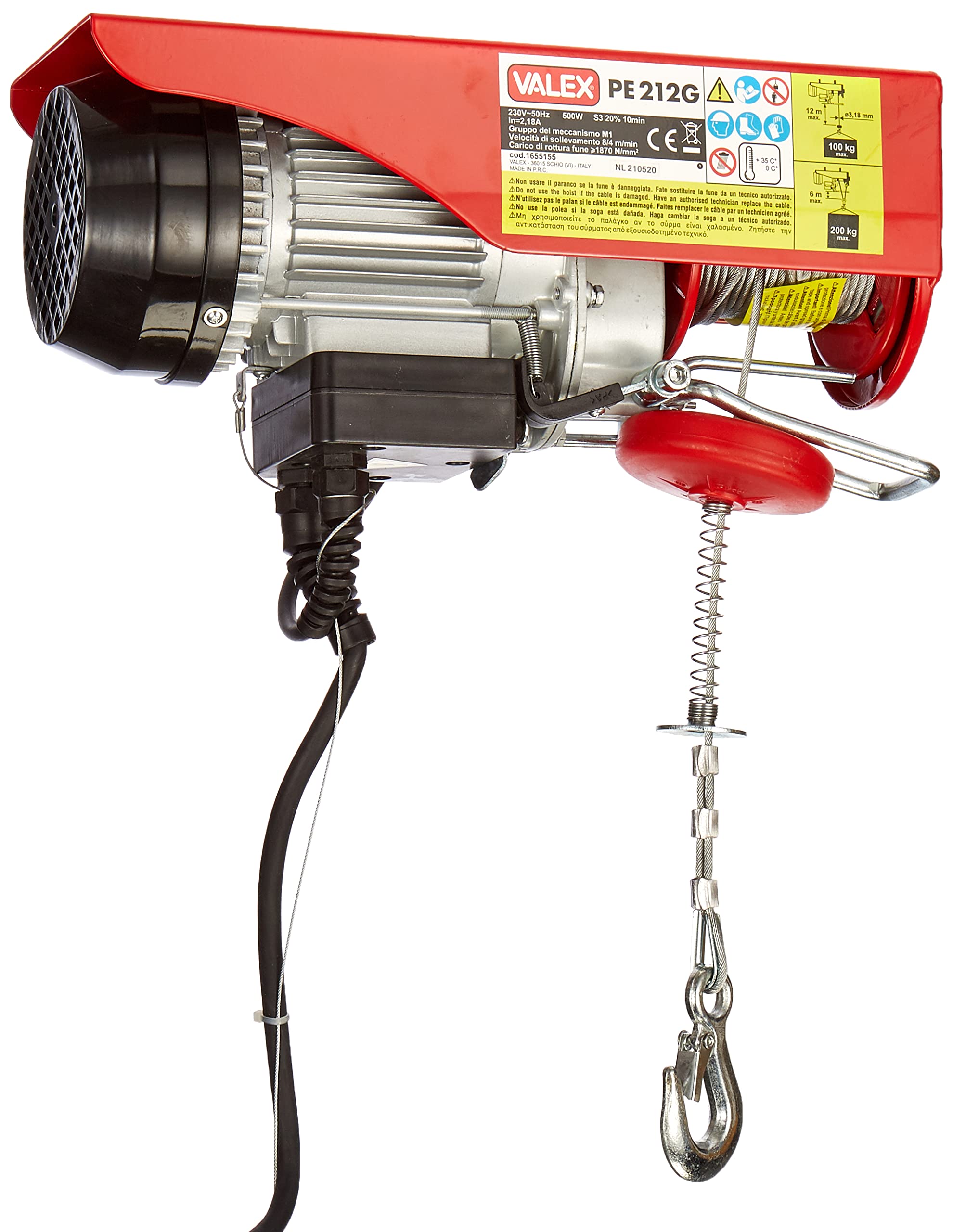 Valex PE212G paranco elettrico 500W 200kg 12m