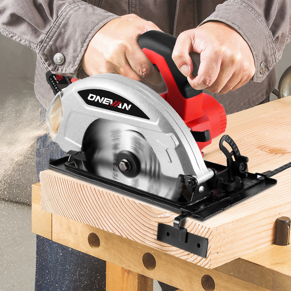 ONEVAN Woodworking Tools sega circolare 185mm 2 batterie 60 denti