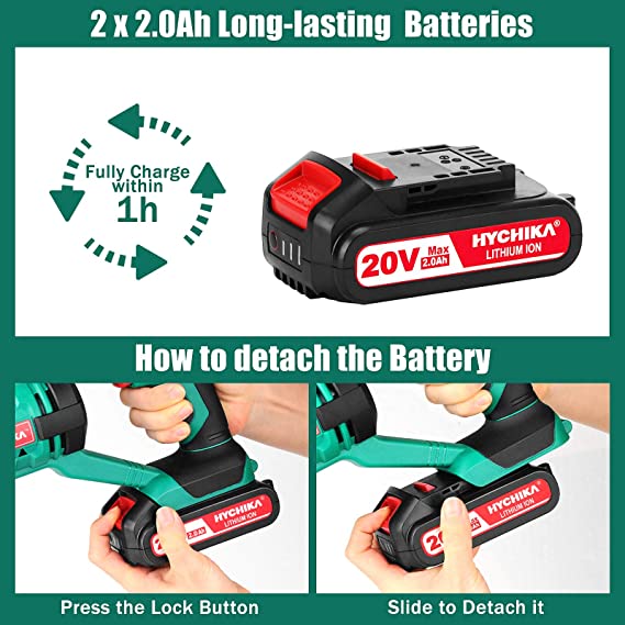 HYCHIKA Batteries Batteria Litio 18V 20V 2000mAh 2Ah