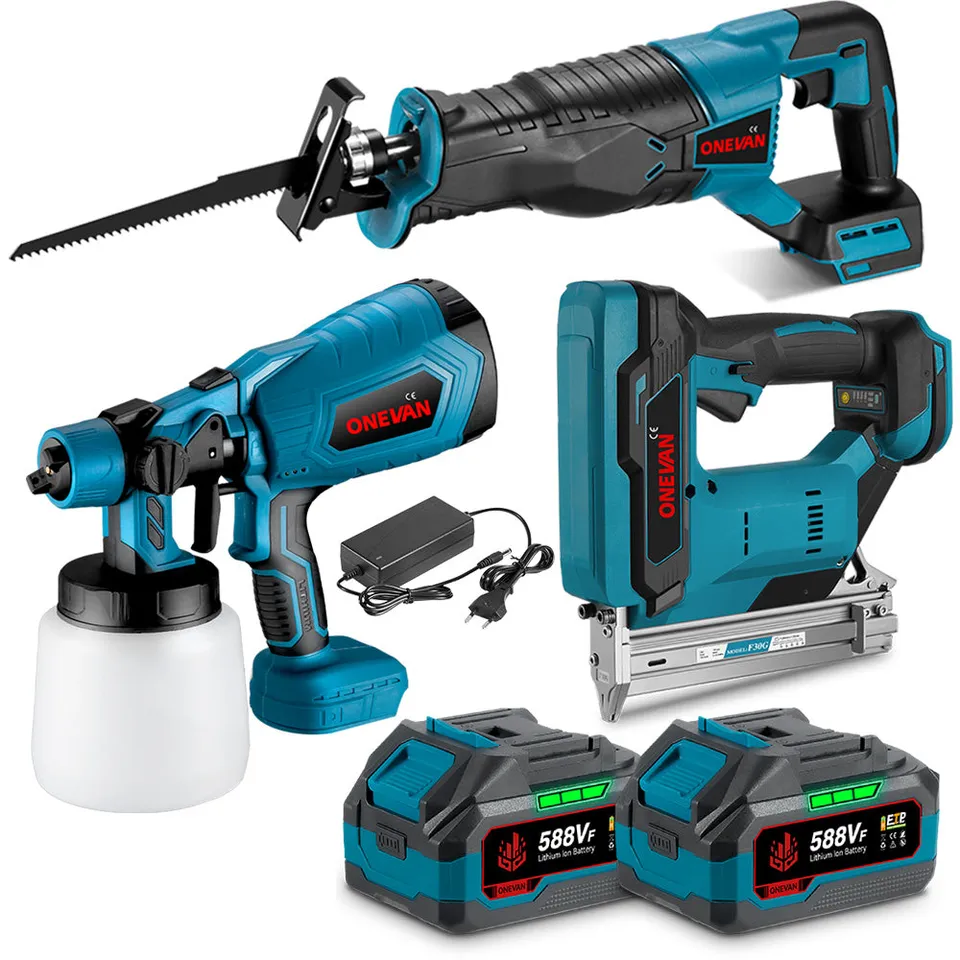 ONEVAN Cordless Tool Set kit 3pz vernice chiodi sega 3.0Ah