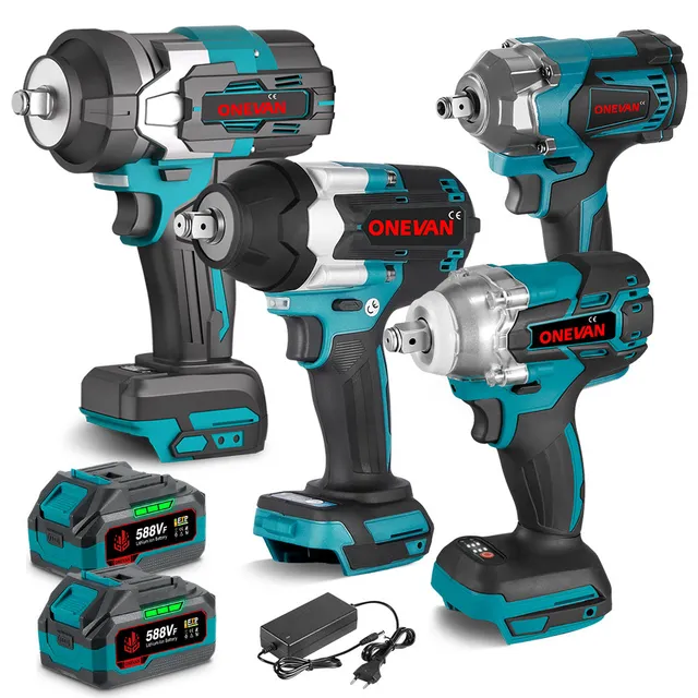ONEVAN Cordless Tool Set Avvitatore Impulsi 1/2" 4 Pezzi Brushless 3.0Ah EU