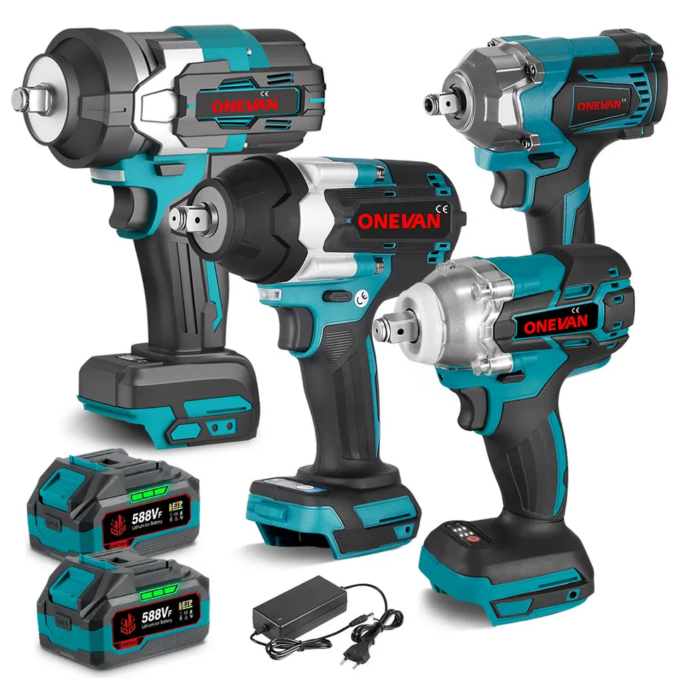 ONEVAN Cordless Tool Set Avvitatore Impulsi 1/2" 4 Pezzi Brushless 3.0Ah EU