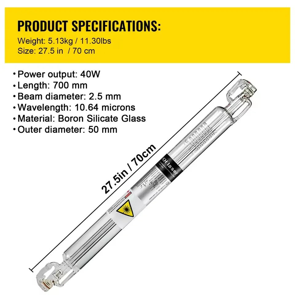 Sihao tubo laser CO2 50W 800mm ricambio incisore