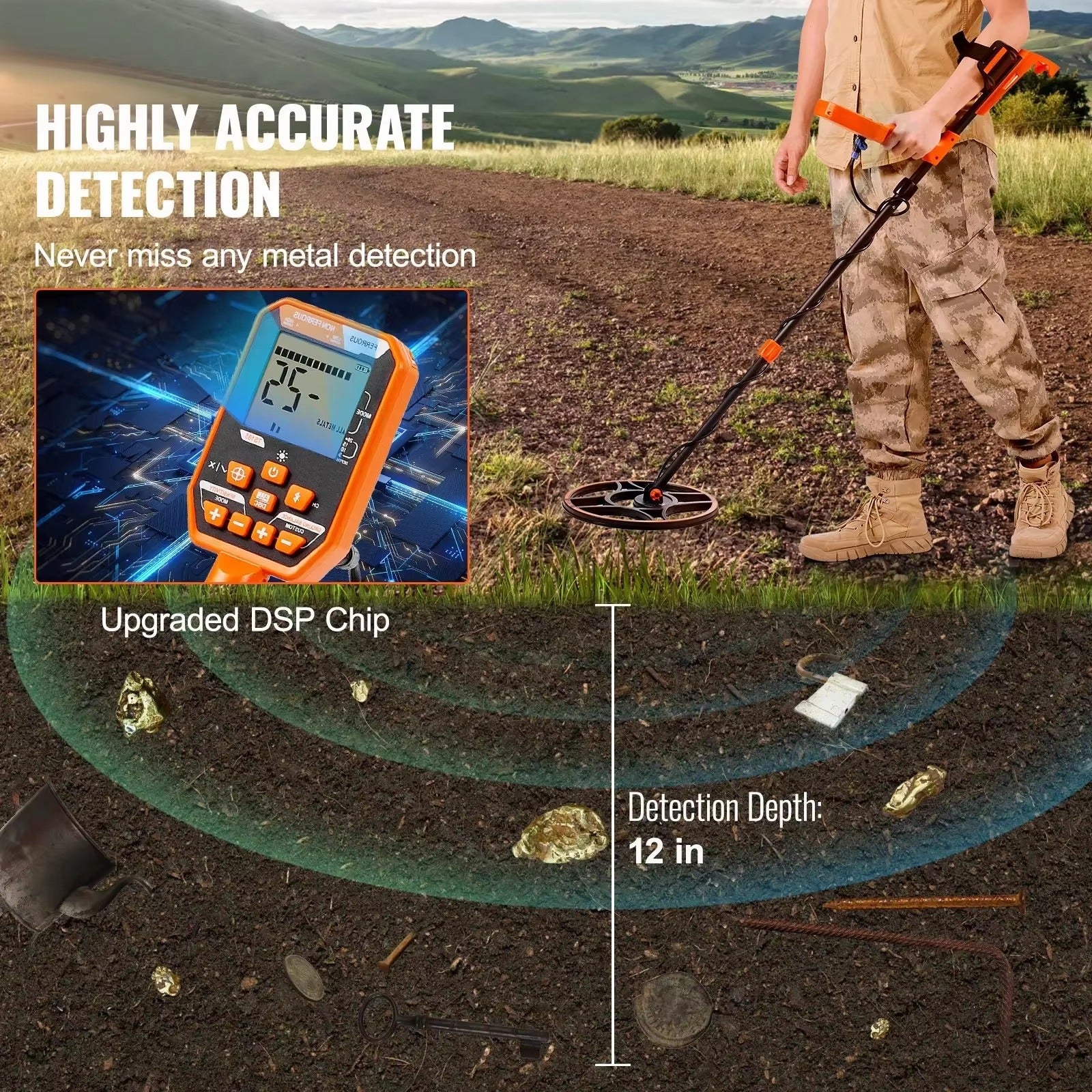 Sihao Tools cercametalli 12 pollici impermeabile 7 modi