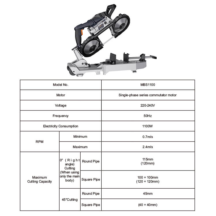 MAXXT MBS1100 sega a nastro 1100W taglio 127mm