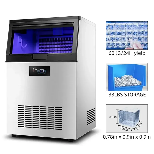 Sihao Macchina Ghiaccio Cubetti 60kg/24H Acciaio