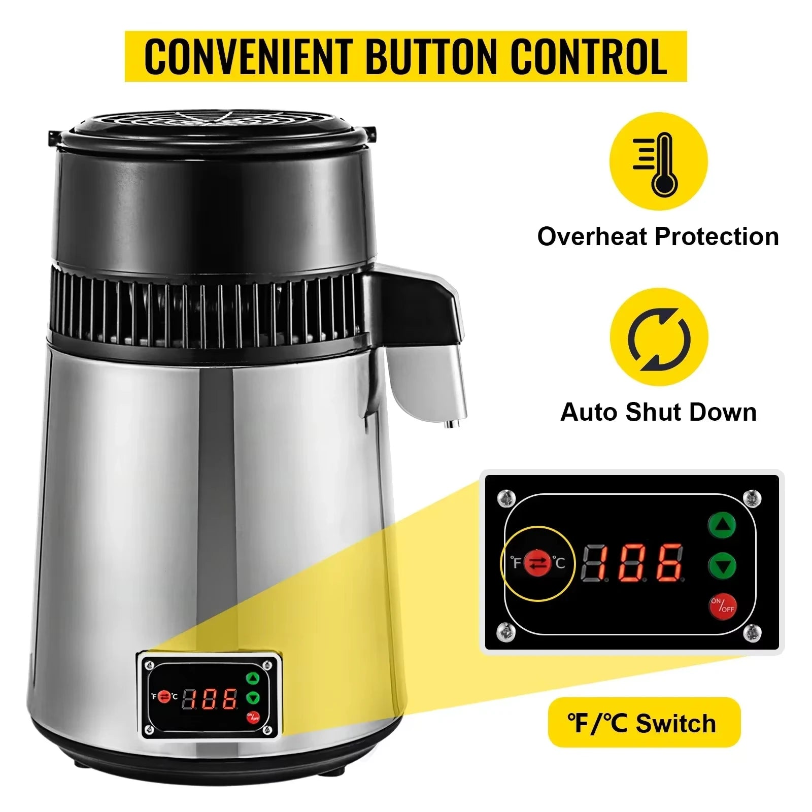 Sihao Home Appliance Distillatore Acqua 4L 750W Inox