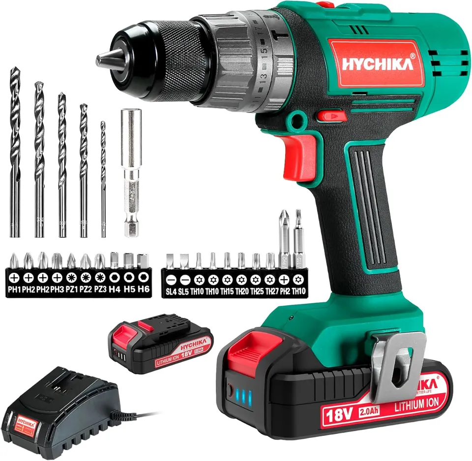 HYCHIKA Trapano Avvitatore 18V 45Nm con Batteria 27 Pezzi