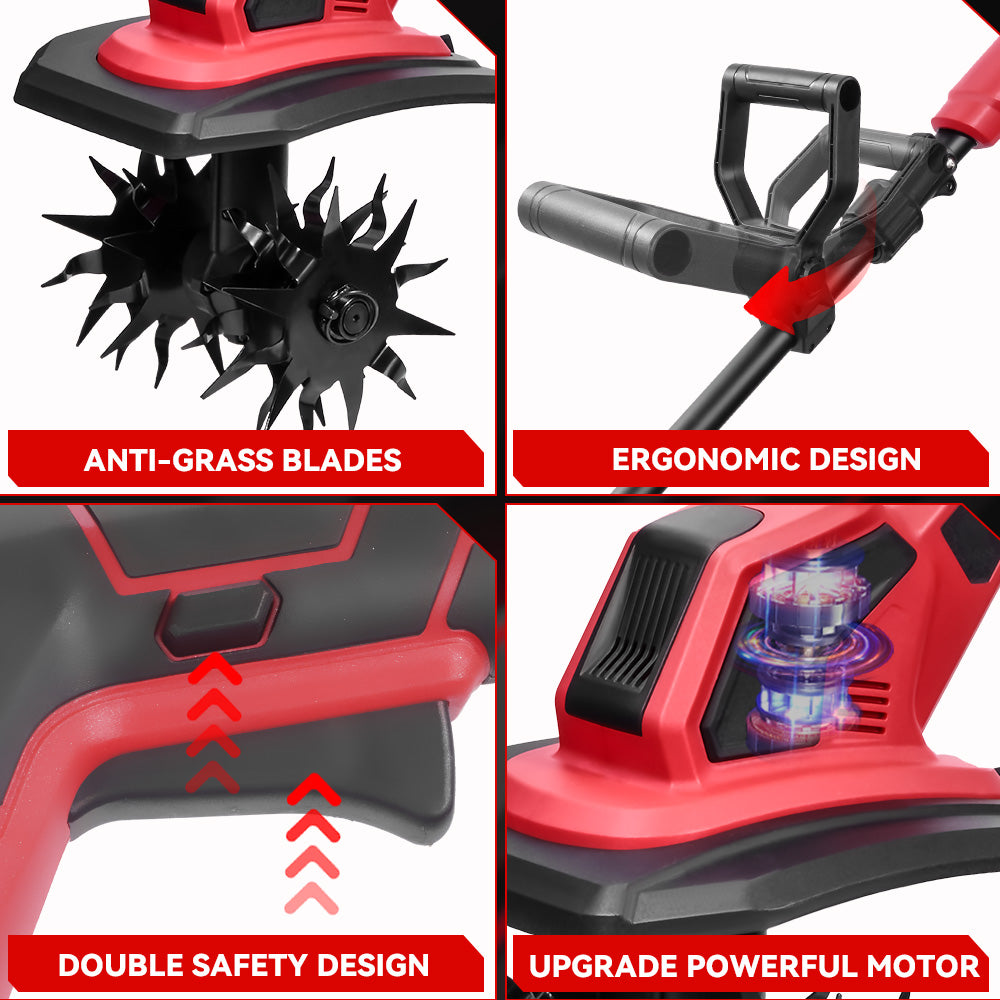 ONEVAN Garden Tools Motozappa a Batteria 21V 17cm 2 Batterie