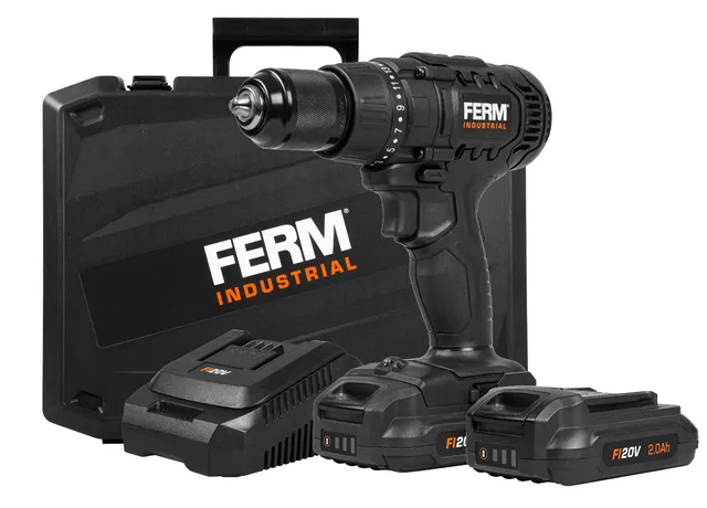 FERM FI20V trapano avvitatore batteria 2x2.0Ah 50Nm