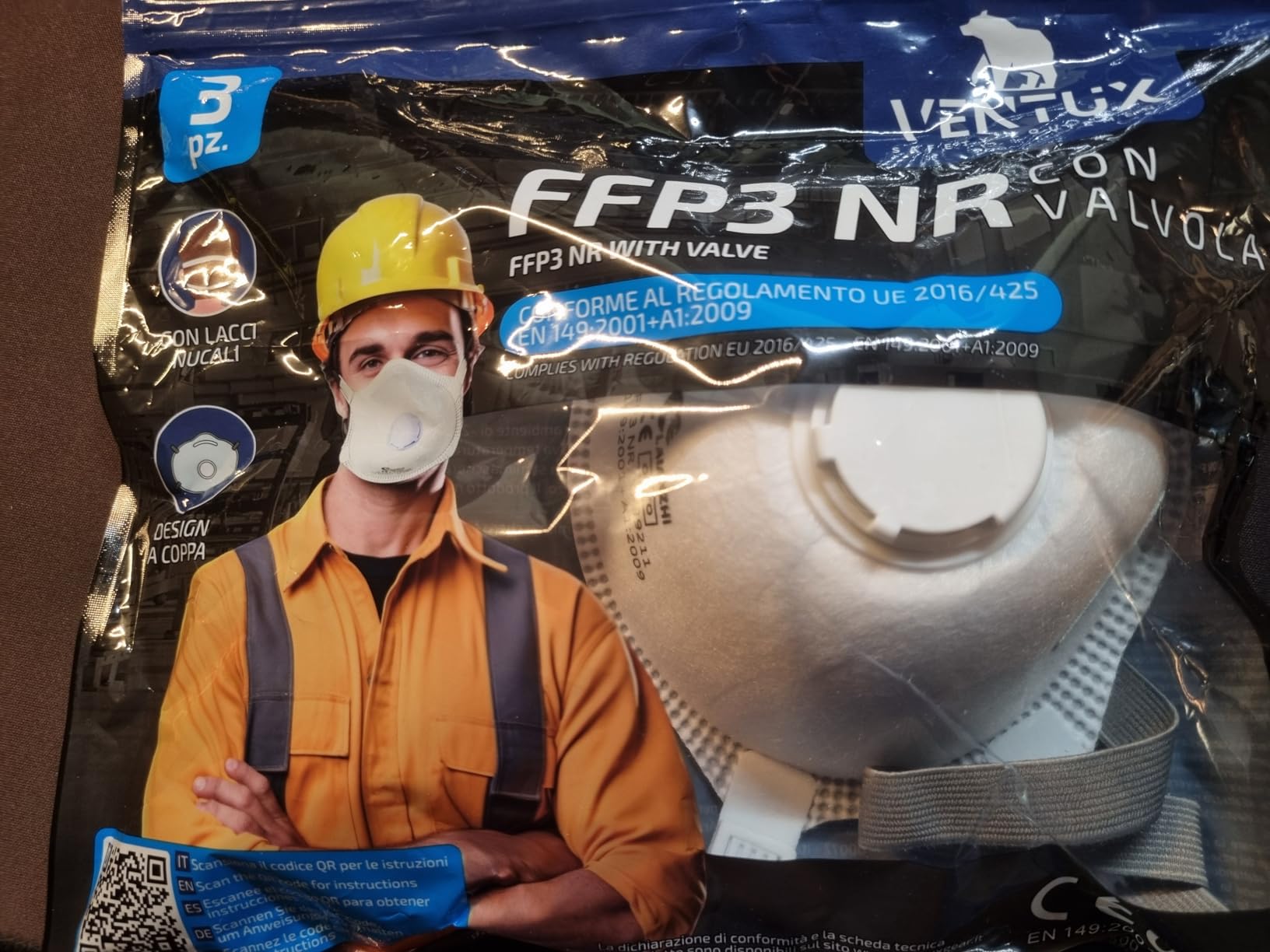 Ventux Mascherina FFP3 a Coppa con Valvola 9 Pezzi